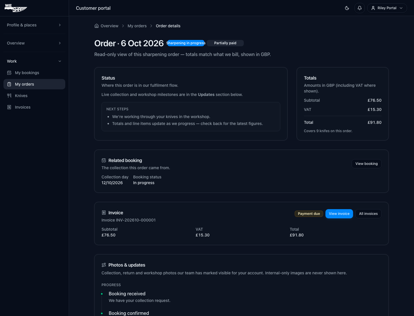 Order tracking